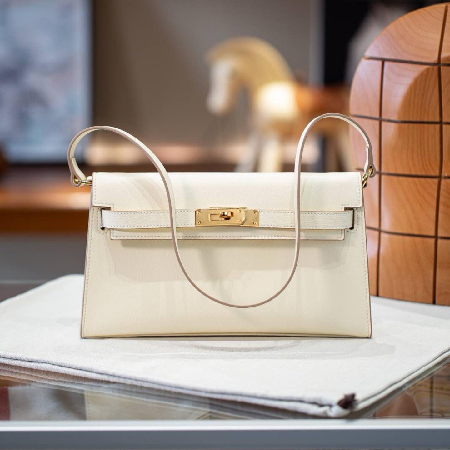 Genuine Leather Goat Grain Kelly Handbag