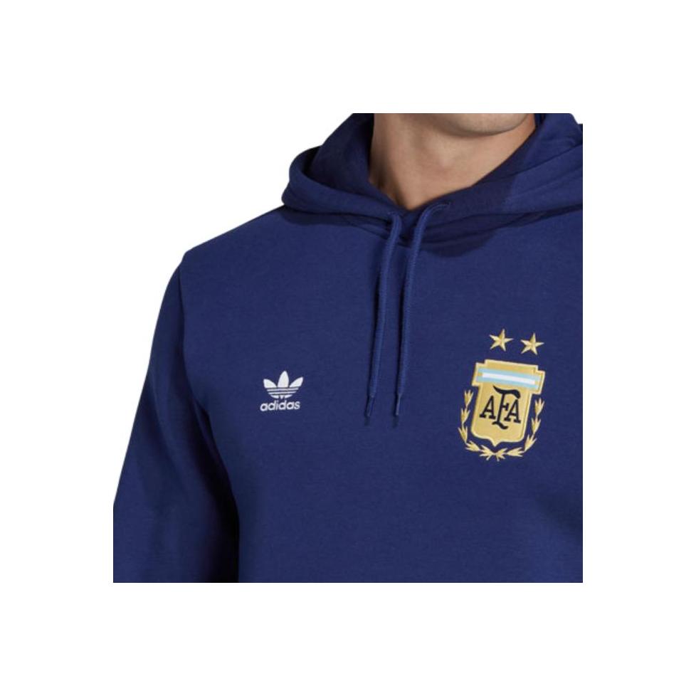 Adidas Originals Trefoil Print Logo Argentina Football Hooded Pullover Sweatshirt Men Tops Blue IC1852