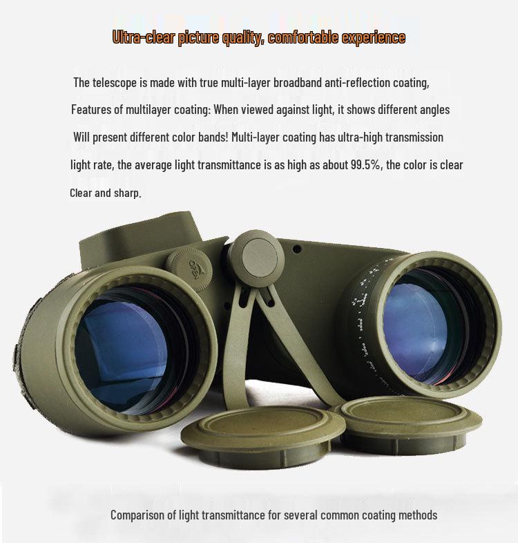Hochleistungs-10x50-HD-Wasserdichtes-Nachtsichtfernglas mit Kompass und Entfernungsmesser für den Außenbereich