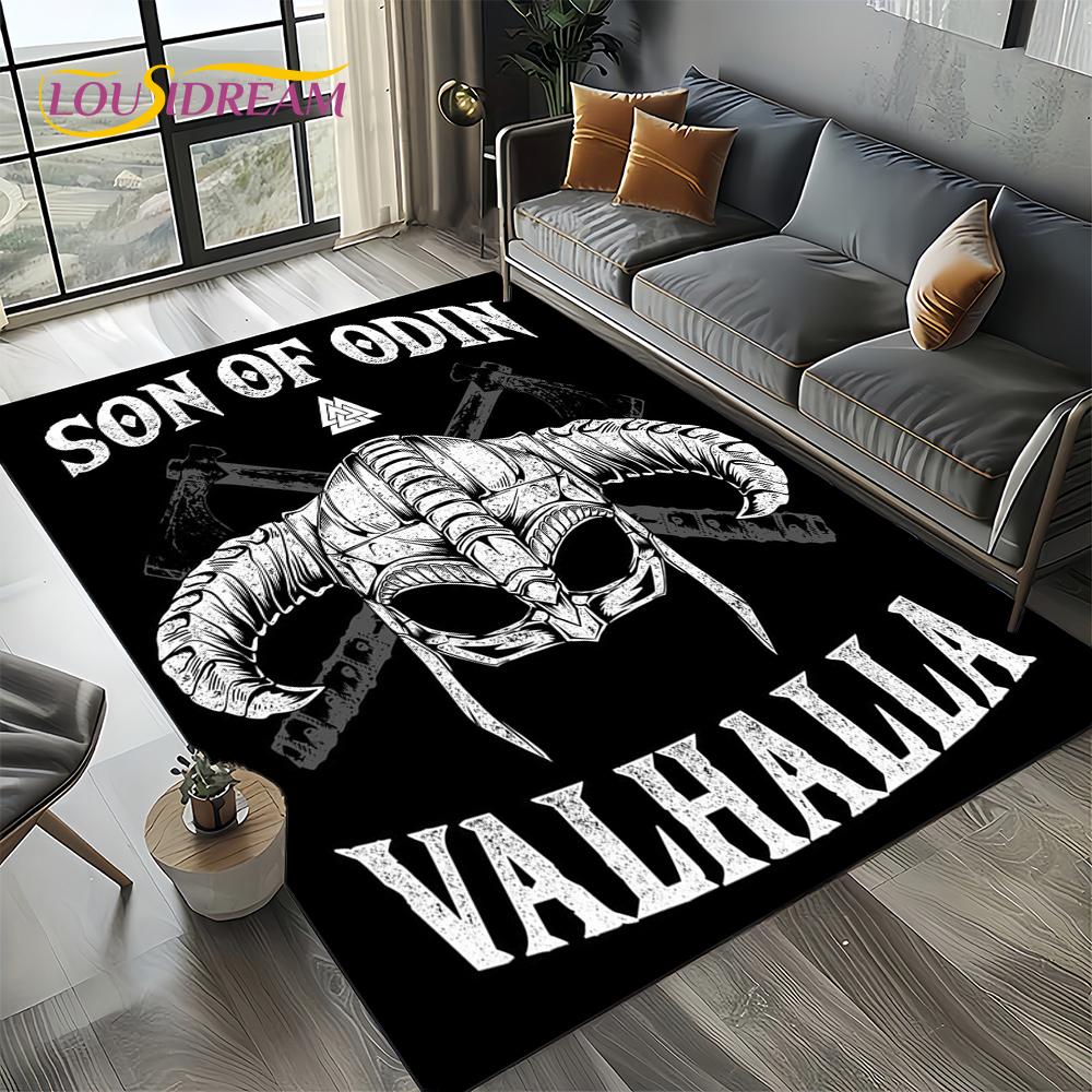 Odin Simbolo Vichingo Valknut Nordico Valhalla Tappeto Tappetino per Soggiorno Camera da Letto Casa Decorazione Divano, Tappeto da Area Tappetino Antiscivolo per Pavimento