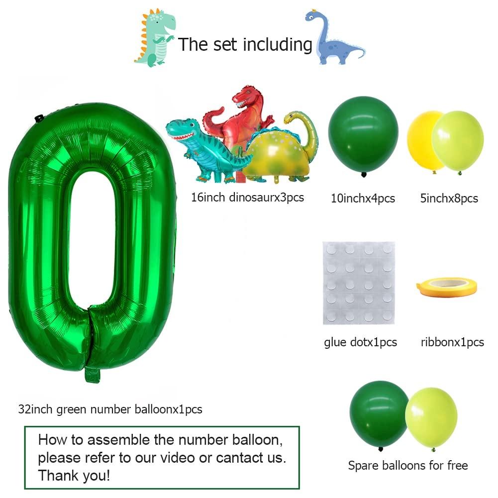 18Pcs Dinosaur Birthday Balloons Set Number Balloon Dino Theme Birthday Decorations for Boy Dinosaur Party Balls