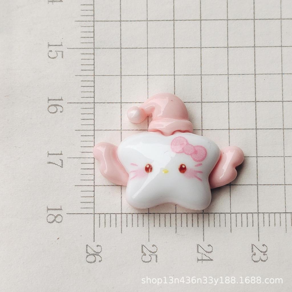 10Pcs Kawai Bright Surface Cartoon Winged Stars Series Resin Flat Back Scrapbook Figurine Diy Bow Decor Accessories Crafts A27