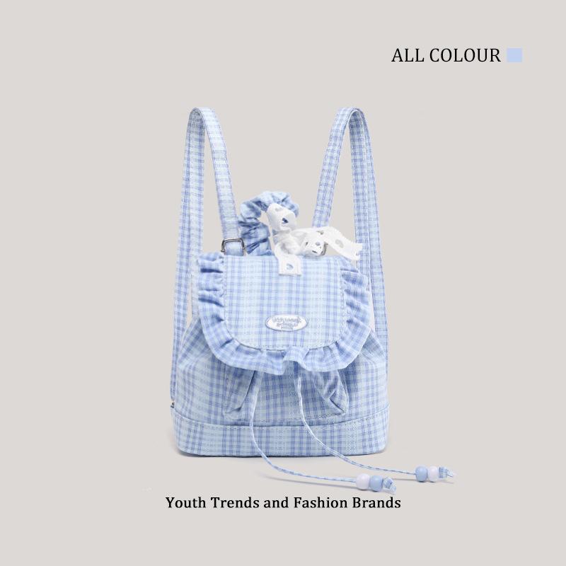 

Модный повседневный школьный рюкзак милый рюкзак на шнурке женский рюкзак для колледжа женский кружевной праздный рюкзак персонализированный новый синий