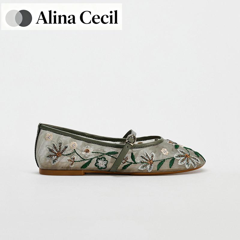 Primăvară Toamnă Plasă Broderie Pantofi Mary Jane Femei Confort Exterior Doamne Stil Balerin Pantofi Bunicii Femei