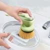 1 Stück Ergonomische Spülbürste mit nachfüllbarem Seifenspender, Naturborsten aus Sisalfasern, Ideal für Antihaftpfannen, Gusseisenpfannen