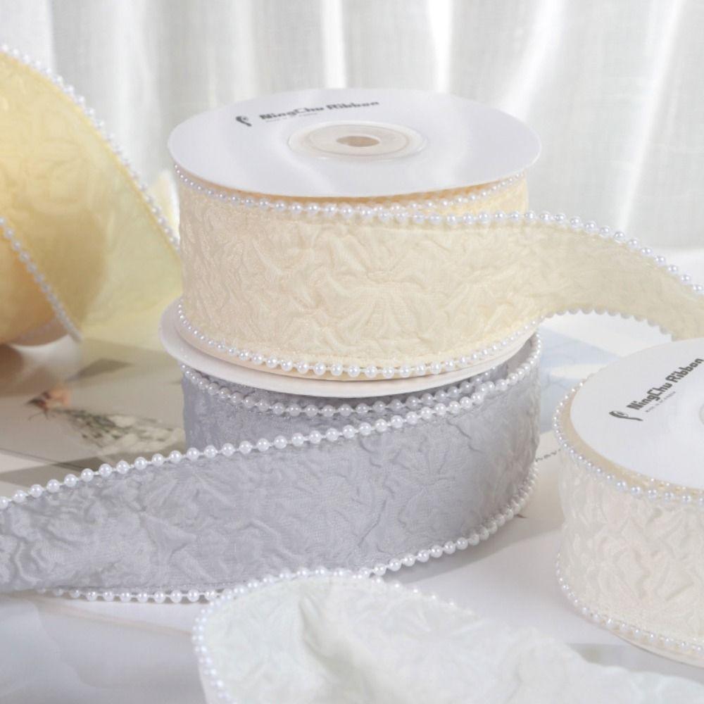 Pearl Pleated Gradient Ribbon 4cm Width 5 Yards Length Bubble Ribbon Embroidery Lace Edge Trim Flower Trim Ribbon