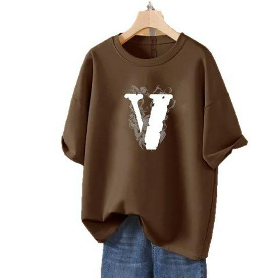 Oversized Dropped Shoulder White Letter Short Sleeve T-shirt for Women - Trendy Summer Fashion