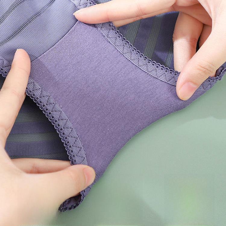 9013 Women's Lace Mid-High Waist Seamless Tummy Control Cotton Shorts, Large Size.
