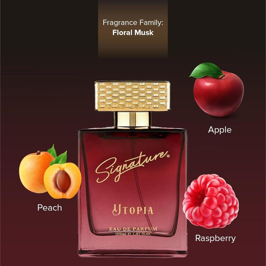 Signature Aura - Utopia Eau de Parfum - 100ml | Long Lasting Fragrance for Women | Floral Musk Scent | Luxurious Everyday Wear Perfume Gift for Her