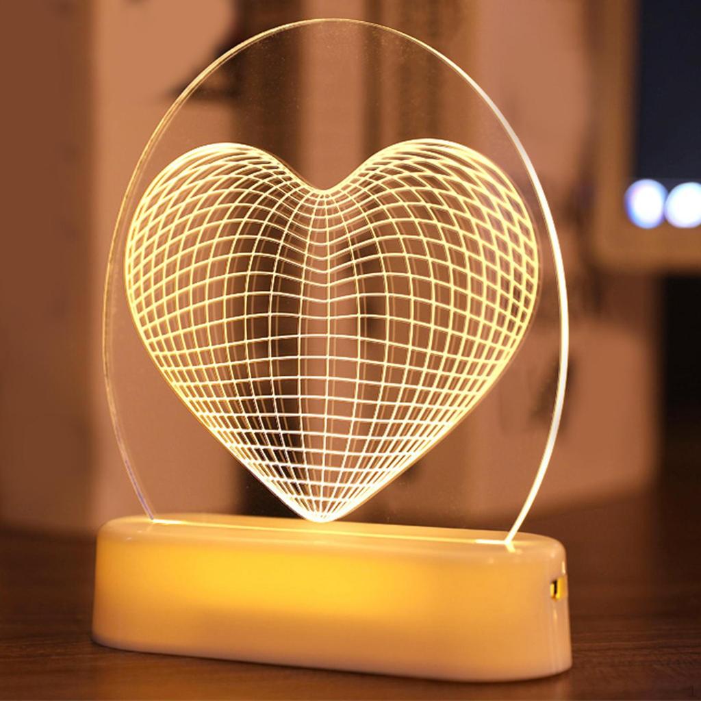 Sign Light Heart LED Lamp Decorative Bedside Night PVC Material Unique Design Suitable