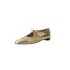 Soft Leather French Retro Beautiful Flat Shoes Soft Sole Niche Lace-up Loafers Gold Silver Mary Jane Single Shoes Women