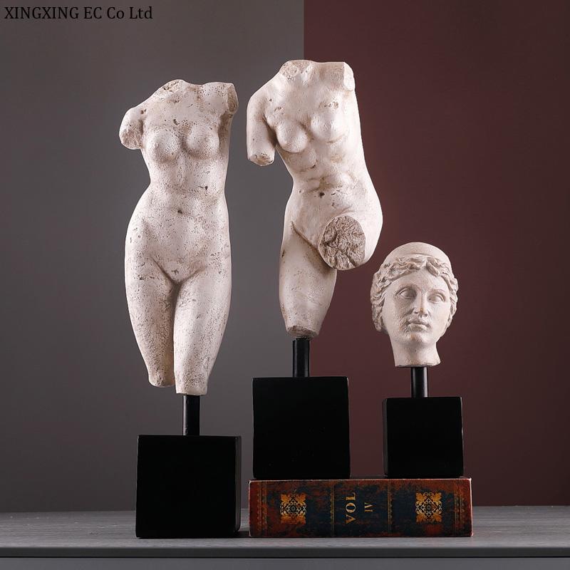 Nordic Half-body Statue Decoration Ornaments Creative Retro Frosted Resin Sculpture Art Living Room Desk Home Decoration Crafts