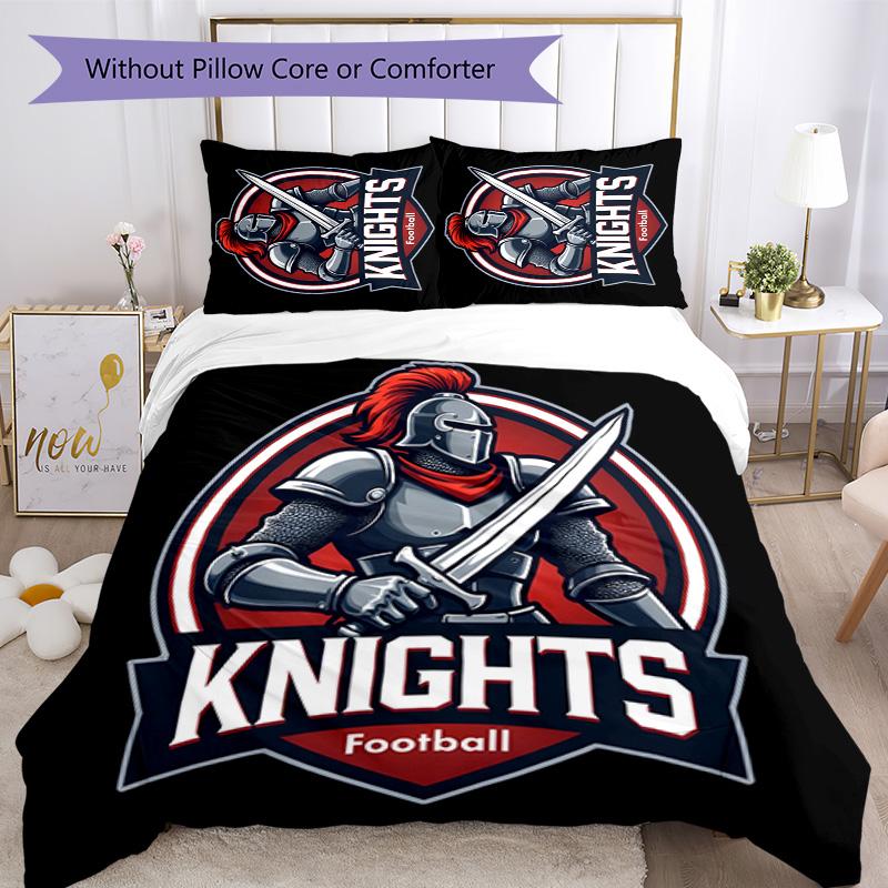 Knights 3pcs Bedding Set Duvet Cover Closure Includes 1 Duvet Cover & 2 Pillowcases for All Seasons Bedroom Home Dorm Decor