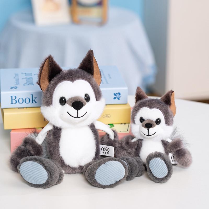Cute Alan Series Plush Doll Fox Husky Puppy Squirrel Stuffed Animal Toy Soft Fluffy Bag Pendant Keychain Gift Birthday Ornament