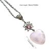 Quartz Necklace Natural Stone-Heart Charm Clavicle Chain for Women Lotus Flower Pendant Choker Party Valentines Day Gift