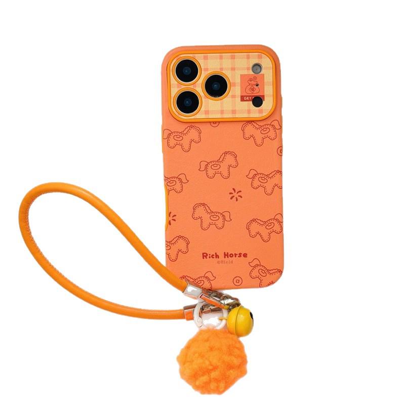 Cartoon Orange Plaid Horse iPhone 17/16 Pro Max/15/14 Case