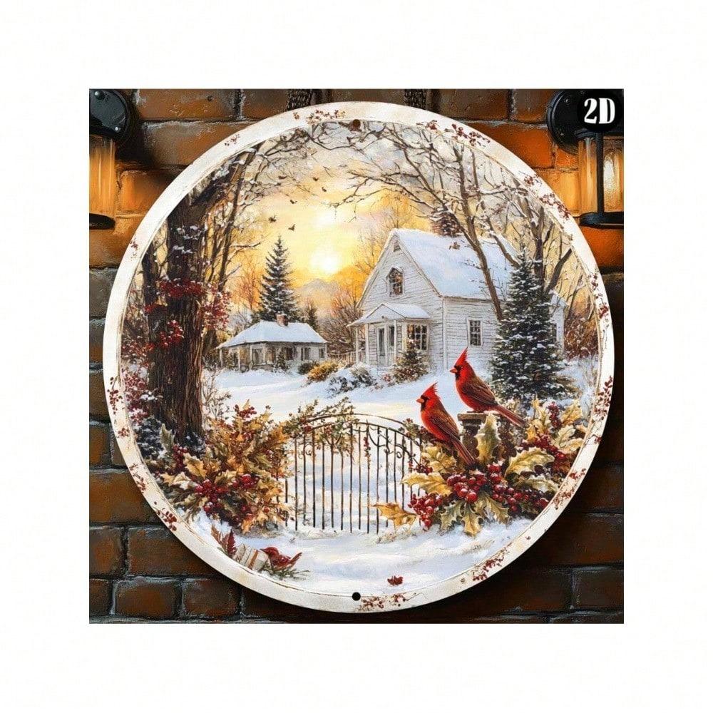 Vintage Cardinal Winter Metal Sign Wall Art 8x8 Inch Christmas Thanksgiving Gift Home Office Decor