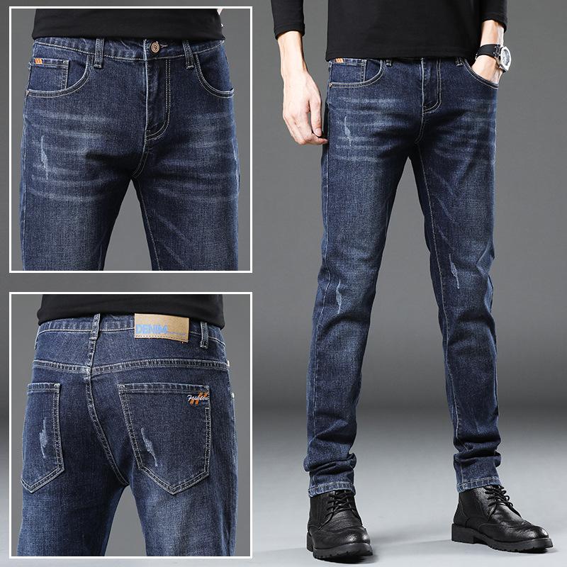 Pánské Džíny High Street Jaro a Podzim Pánské Kalhoty Ležérní Pánské Modely Tide Black Stretch Chlapci Jarní Kalhoty Malé Nohavice Podzim