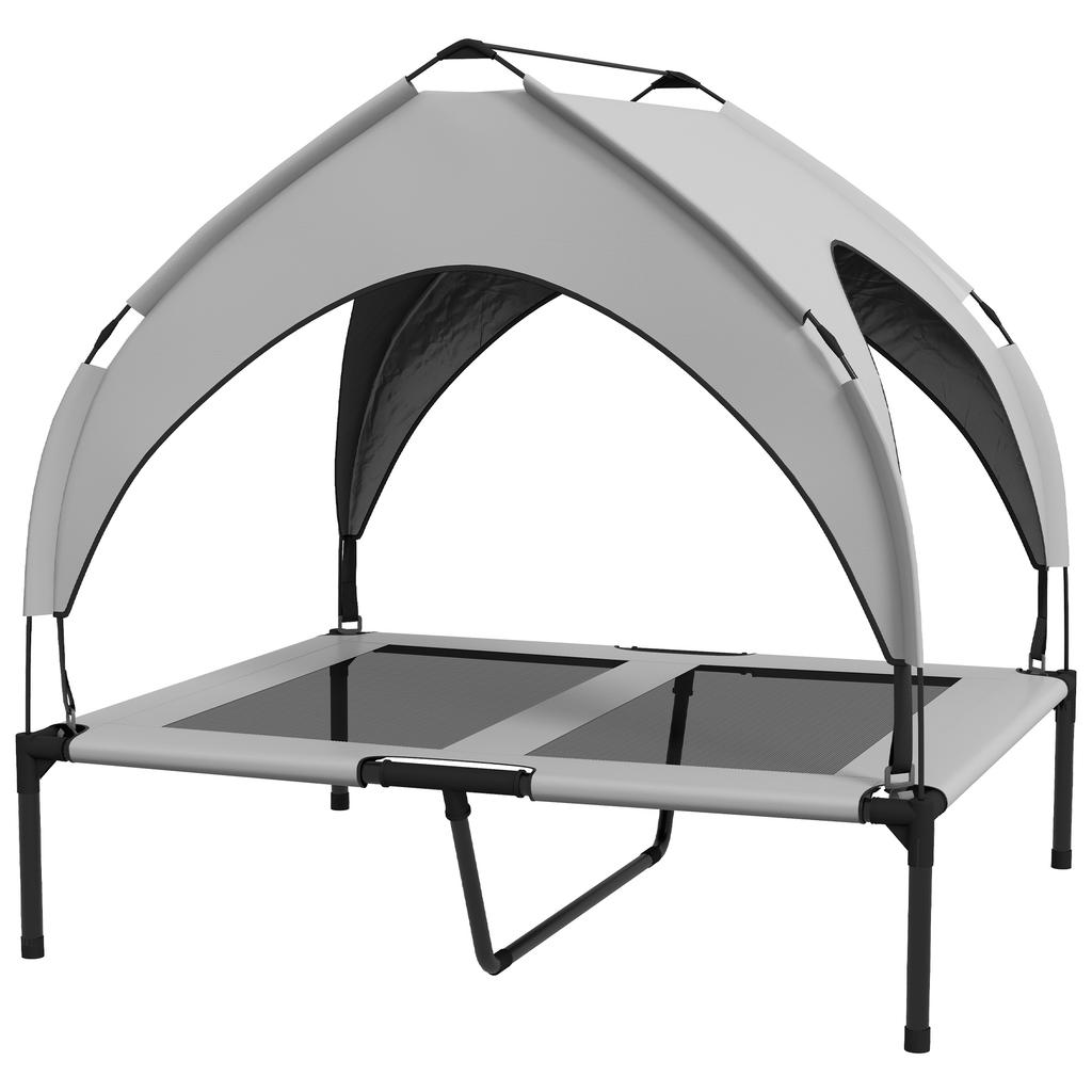 Elevated Dog/Cat Bed On Legs, UV-Resistant Oxford Fabric, Carrying Bag, 91 X 76 X 85 Cm, Grey