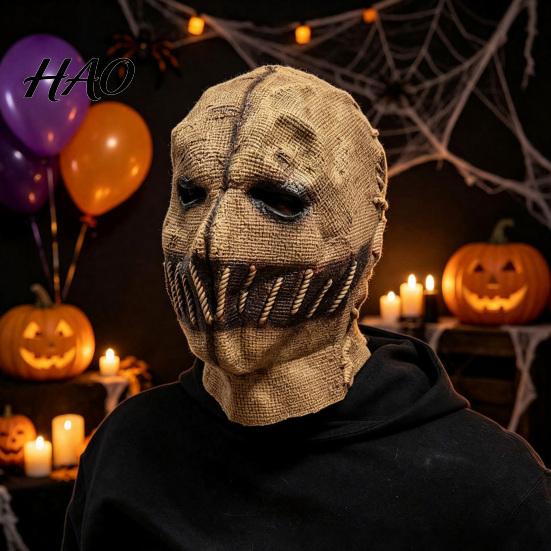 Creepy Realistic Masque Halloween Scarecrow Masque, Adults Scary Full Head Honor for Latex Cosplay Party Props Costume, Haunted House Photogenic