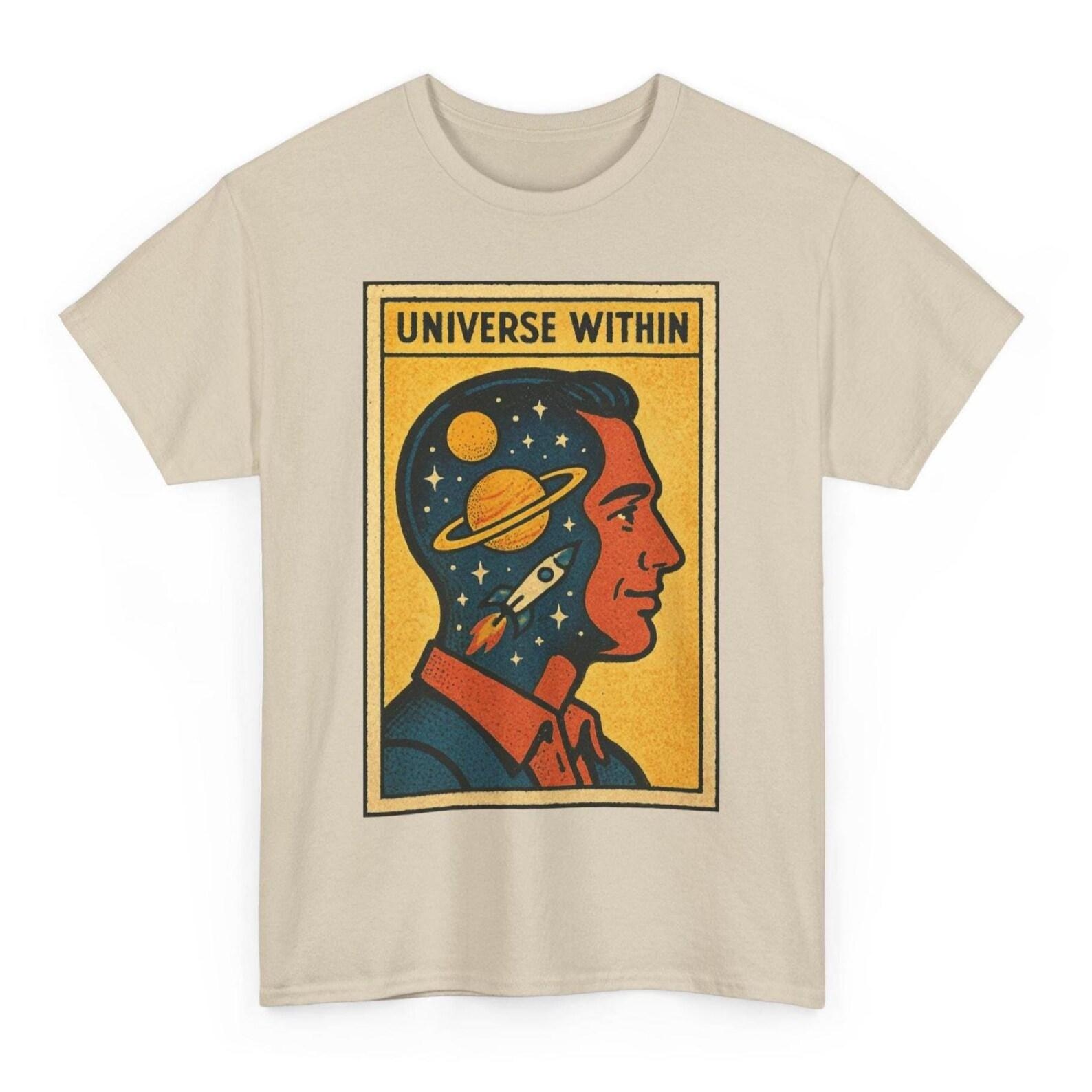 Universe Within T-Shirt: Spiritual Retro Comic Yogi Gift L