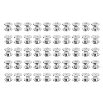 50 Sets Chicago Screws M4 5x4x9.5mm Round Flat Head Stainless Steel Screw Rivets for Leather Crafts