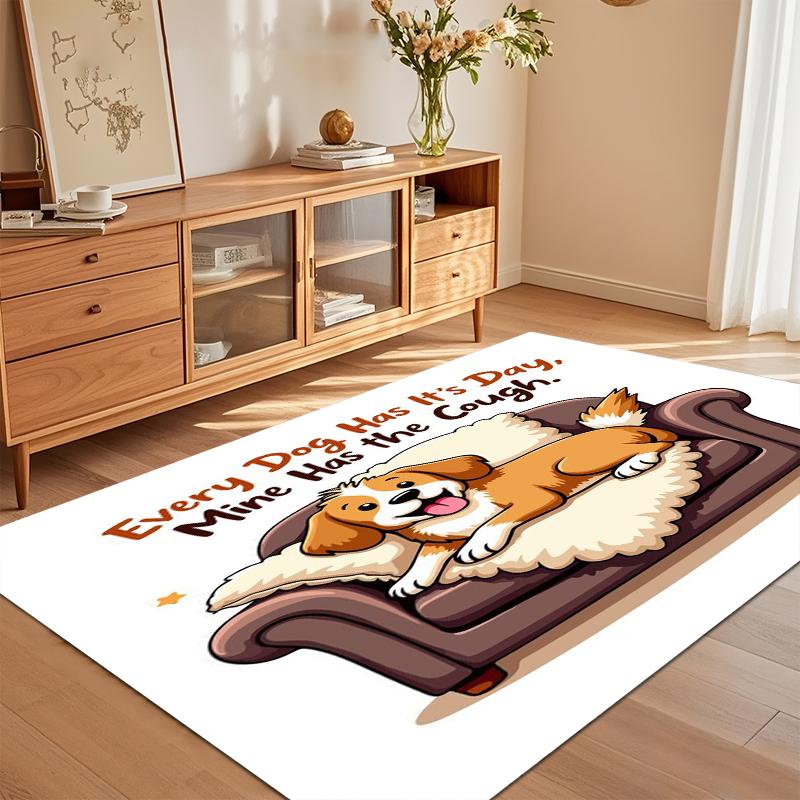 

White Carpets for Living Room Every Dog Has Its Day Nursery Area Rug Non-Slip Washable Carpet Kids Play Mat Rugs for Bedroom 40x60CM