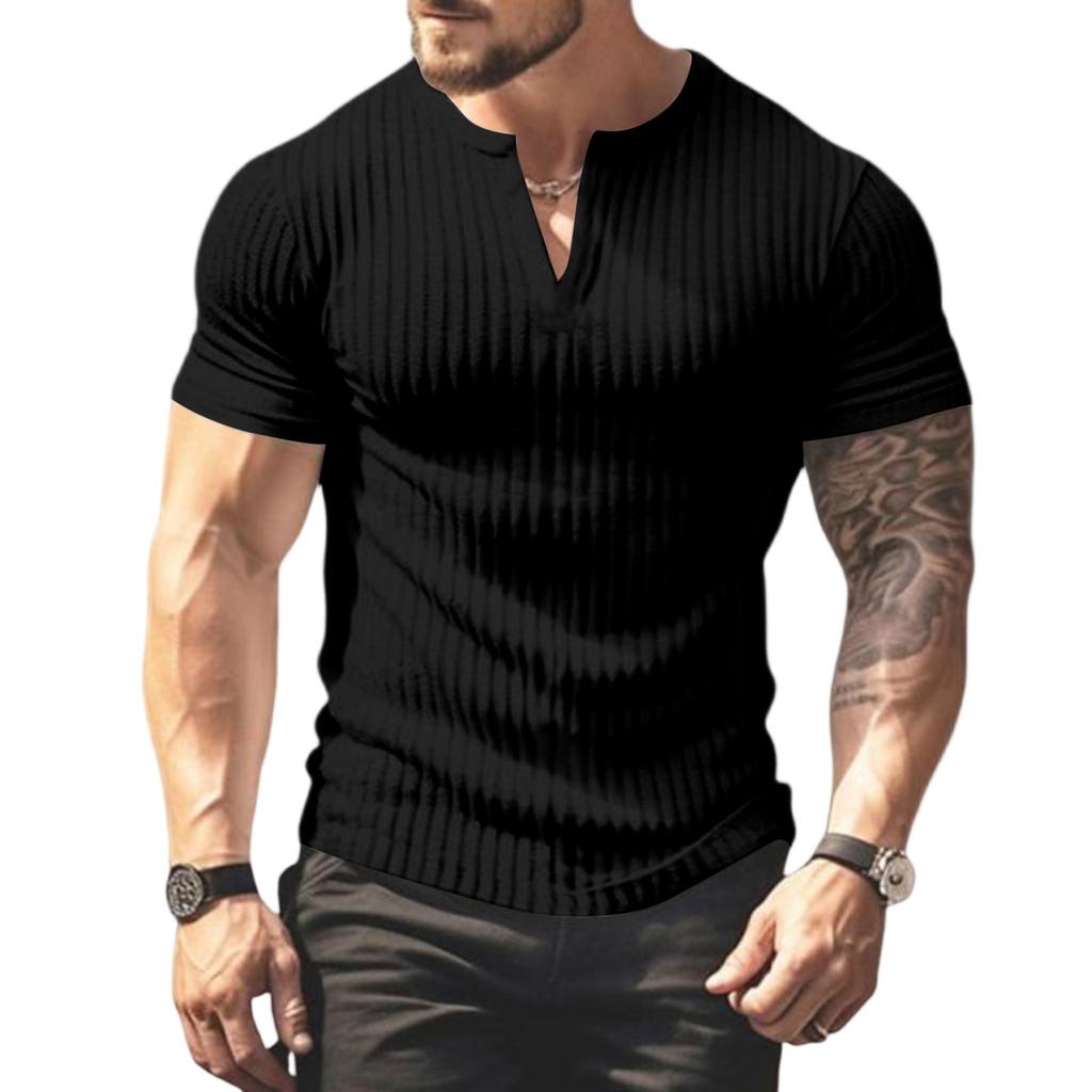 Summer Men's Matching Short-sleeved Shirt Single Breasted Breathable Sports Casual Top