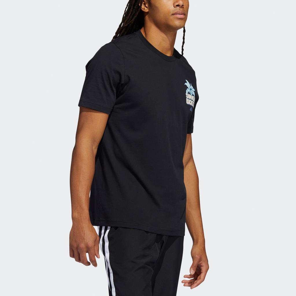 Adidas Summer Basketball Print Short Sleeve T-shirt Men Tops Black GS7188