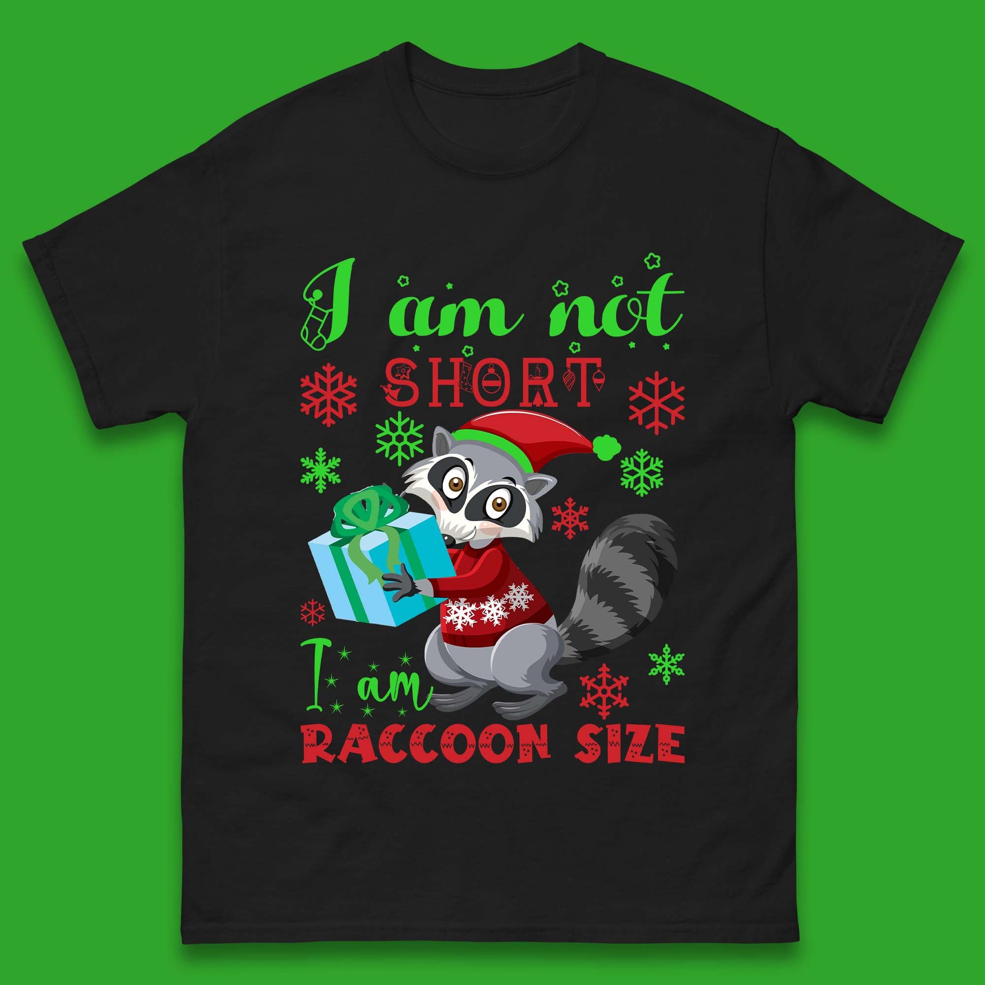 Raccoon Christmas Mens T-Shirt Womens Tops Tees S