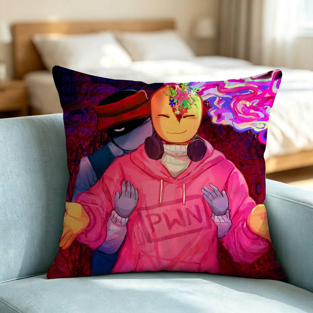 B-Bad Things Andrew Ivan Square Double-Sided printed Pillow Case Bedroom Bedside Pillow Sofa Cushion Cover Gift
