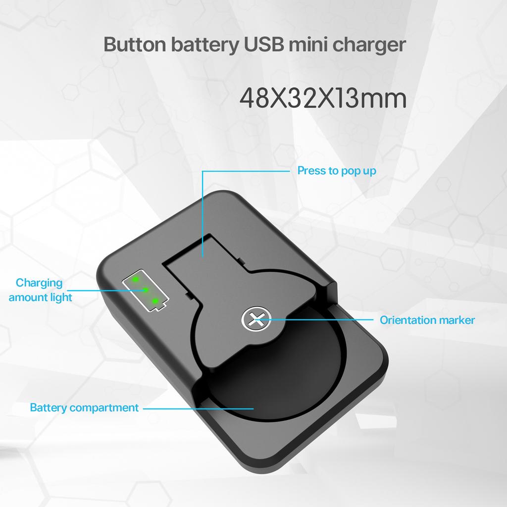 Convenient USB C Lithium Battery Charger Widely for LIR2032,LIR1632,LIR2025,LIR2016 Rechargeable Button Battery Charger