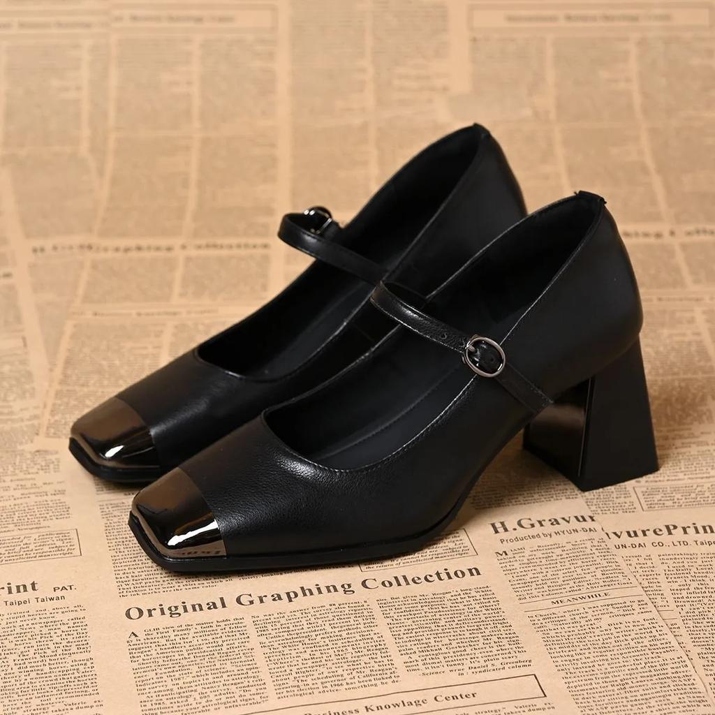  zapatos de mujer women cute black round toe high quality patent leather buckle strap shoes lady office work shoe ab624
