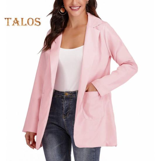 Casaco de terno feminino lapela manga comprida frente aberta jaqueta de terno cor sólida estilo urbano primavera outono negócios outerwear