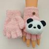 Autumn and winter cartoon panda cute half-finger children's gloves boys and girls winter warm infant five-finger gloves