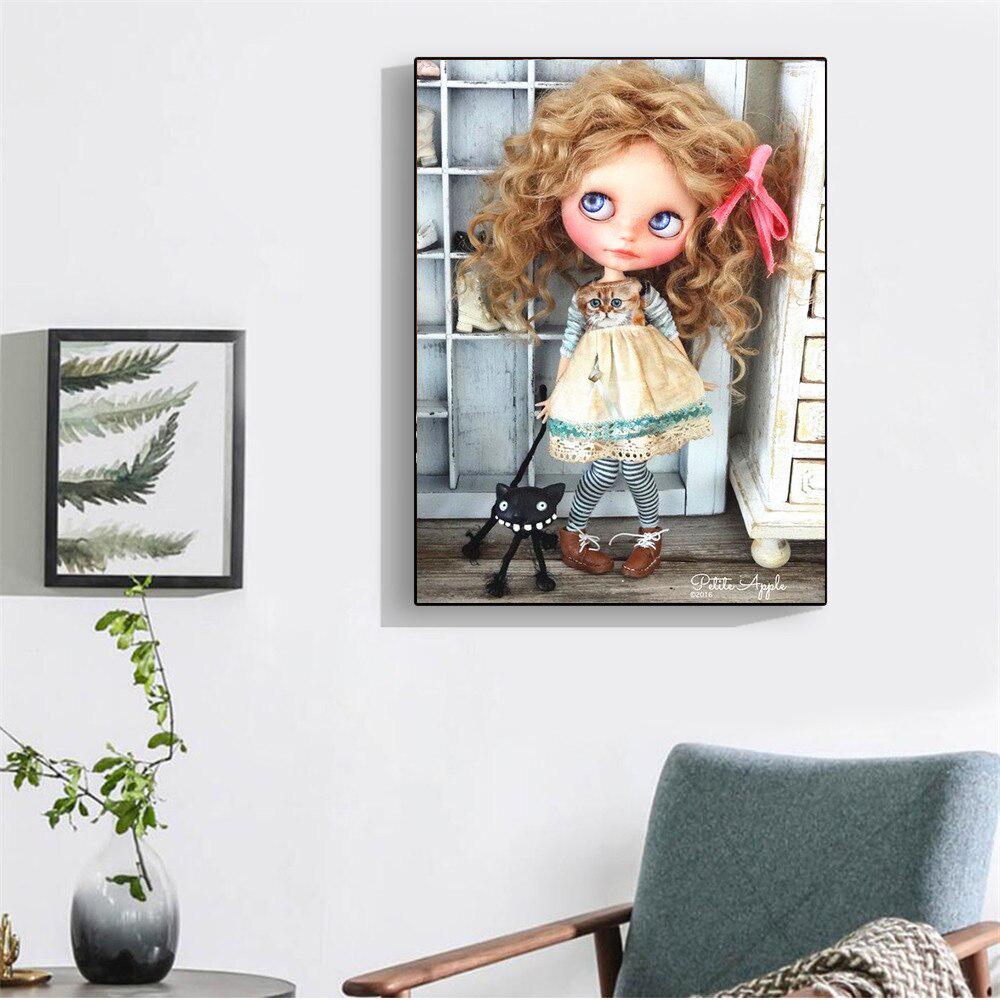 Diamond Mosaic Cartoon 5D Diamond Painting Kit Celý kulatý obrázek pro panenky Štrasové diamantové vyšívání