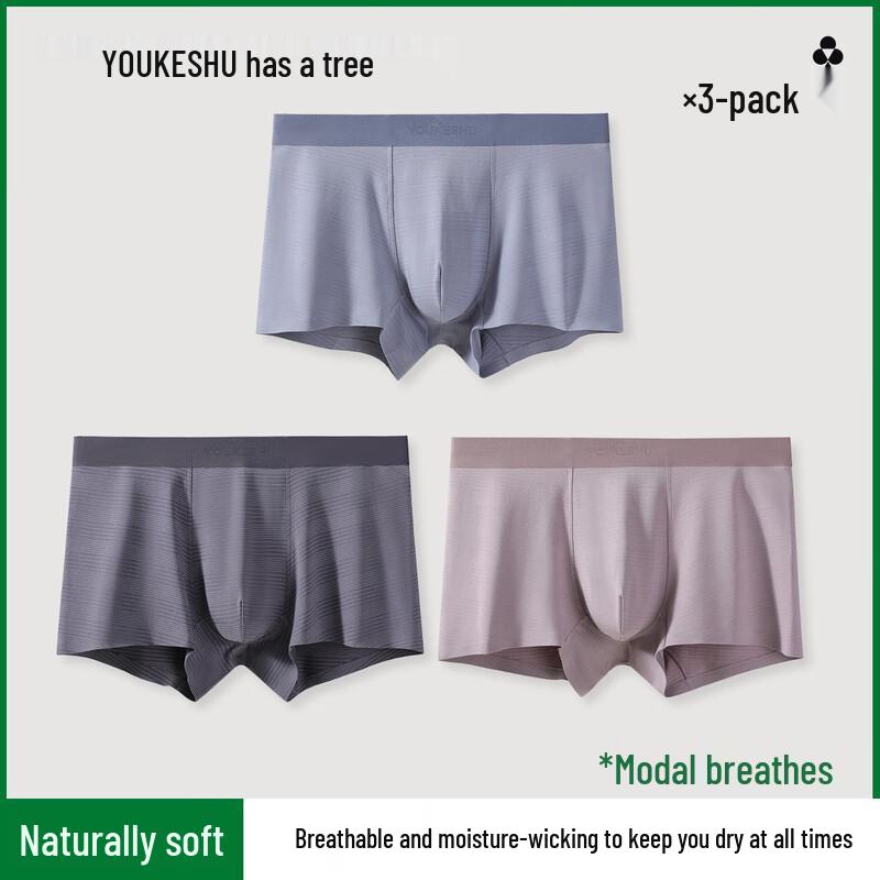 

Мужские модальные хлопковые антибактериальные боксеры-брифы You Ke Shu, 3 шт. 2XL