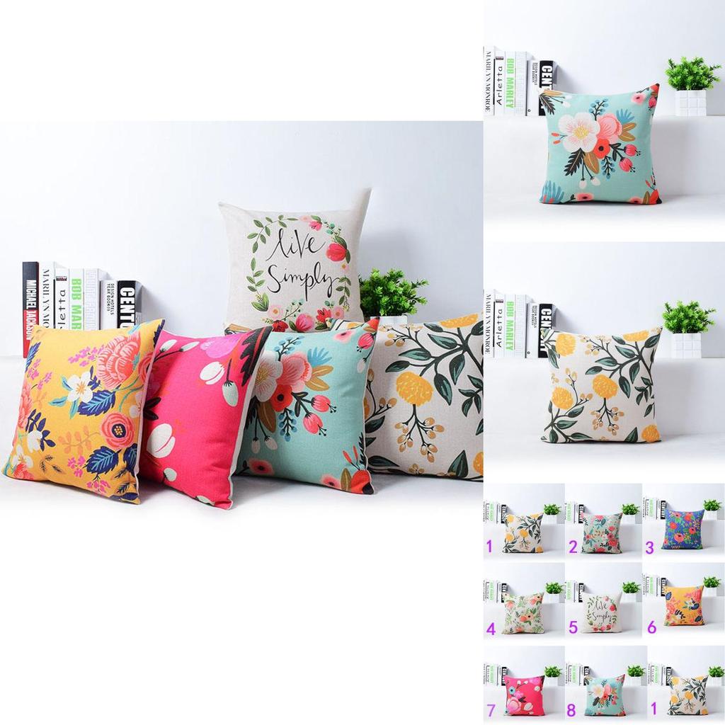 Exquisite Vivid Flower Floral Plants Linen Pillow Case For Decorative Cushion 18