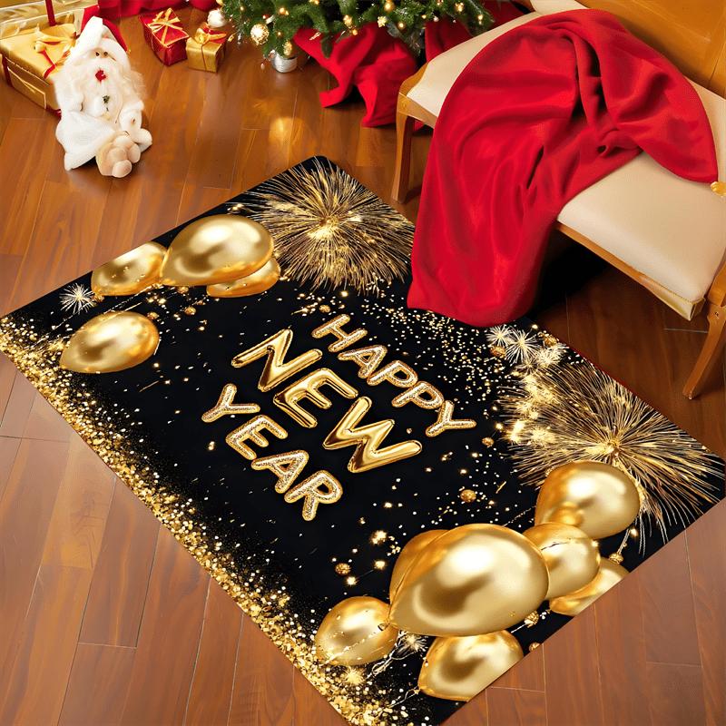 

Happy New Year Doormat, High-Quality Flannel Welcome Rug, Indoor Outdoor Comfortable Door Carpet for Holiday Decor 40x60cm