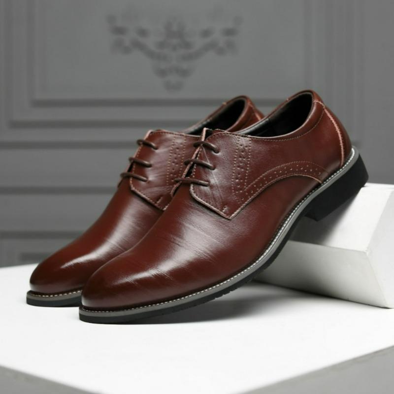 New Men Leather Shoes High Quality Casual Shoes For Men Handmade Comfortable Formal Dress Men Flats Lace-Up Oxfords Shoe
