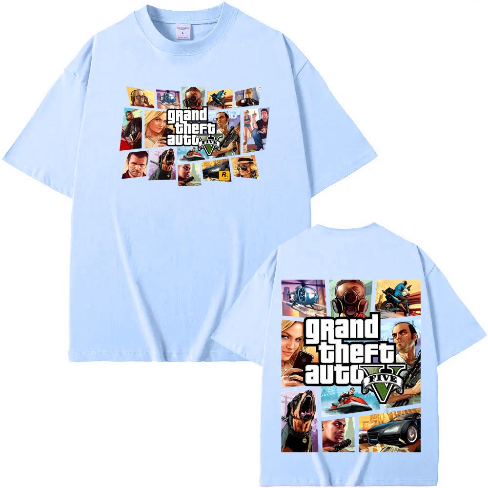 2026 New Grand Theft Auto V Game Tee Y2K Streetwear O-neck T-Shirt Summer Casual Comfortable 100% Cotton Tee
