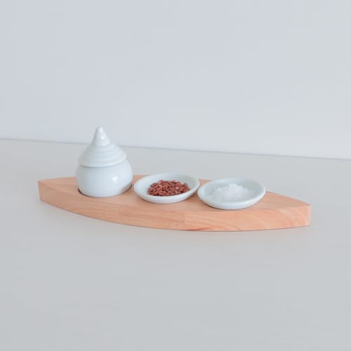 Kamidana No Sato: Modern Shinto Shrine Set with Lotus Leaf Shinto Utensils. Simple and Stylish Modern Rubberwood Offerings and Worship.