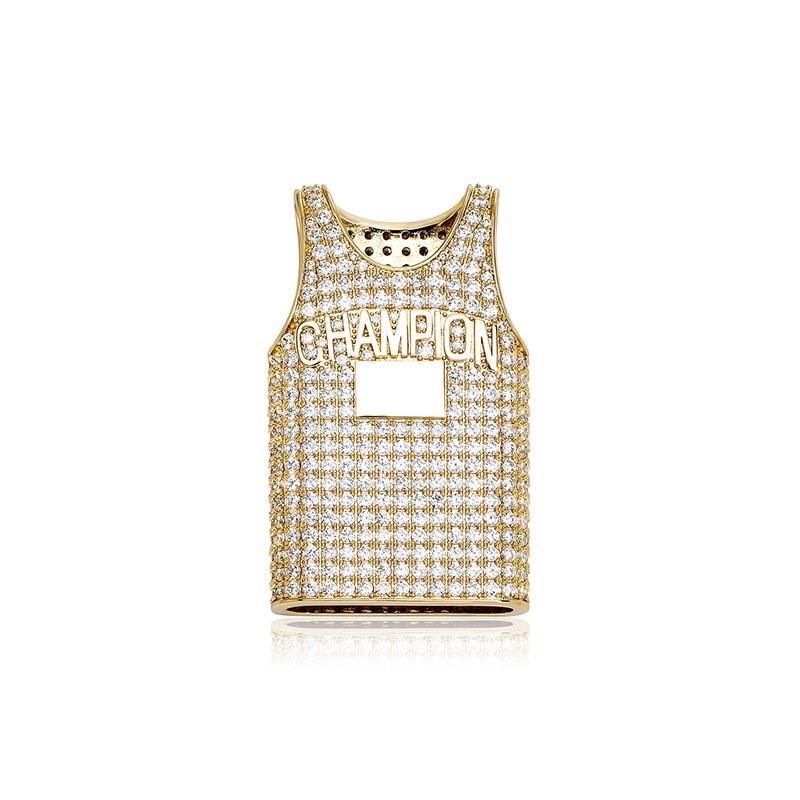 Gold Aoo Mens Hip Hop Iced Out Full CZ Pendant Necklace Custom Engraved Streetwear Jewelry