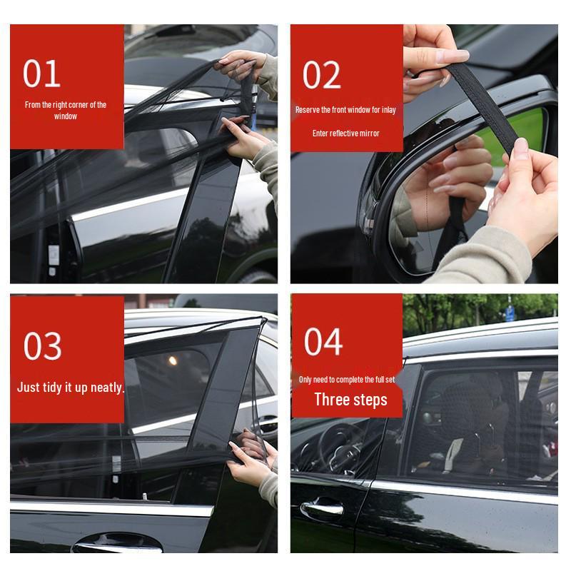 Car Window Mosquito-Proof Sunshade: Insect Net, Sun Protection, Ventilation & Heat Insulation.