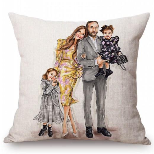 Baby Mother Parenting Art Cozy Family Hand Drawing Sketch Home Decoration Cotton Linen Sofa Throw Pillow Case Car Cushion Cover