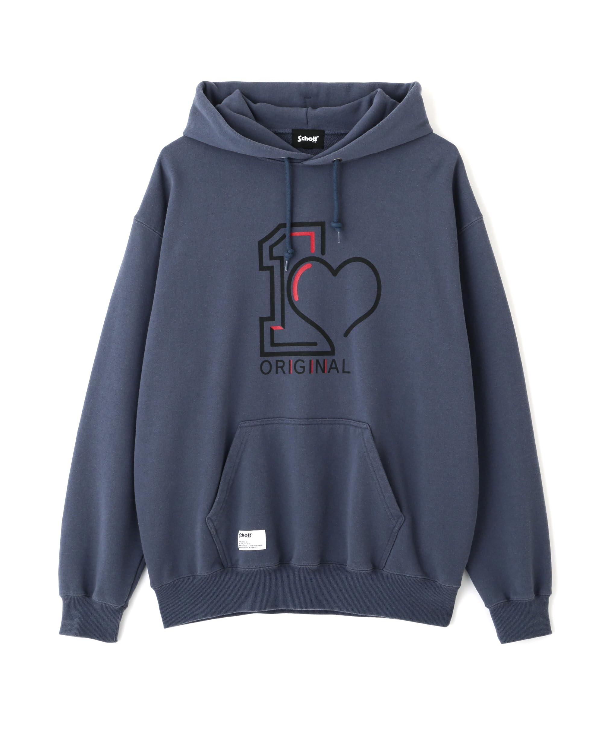 

Schott Original Heart Hooded Sweatshirt, Men s, XL (120), Navy, 782-4231002