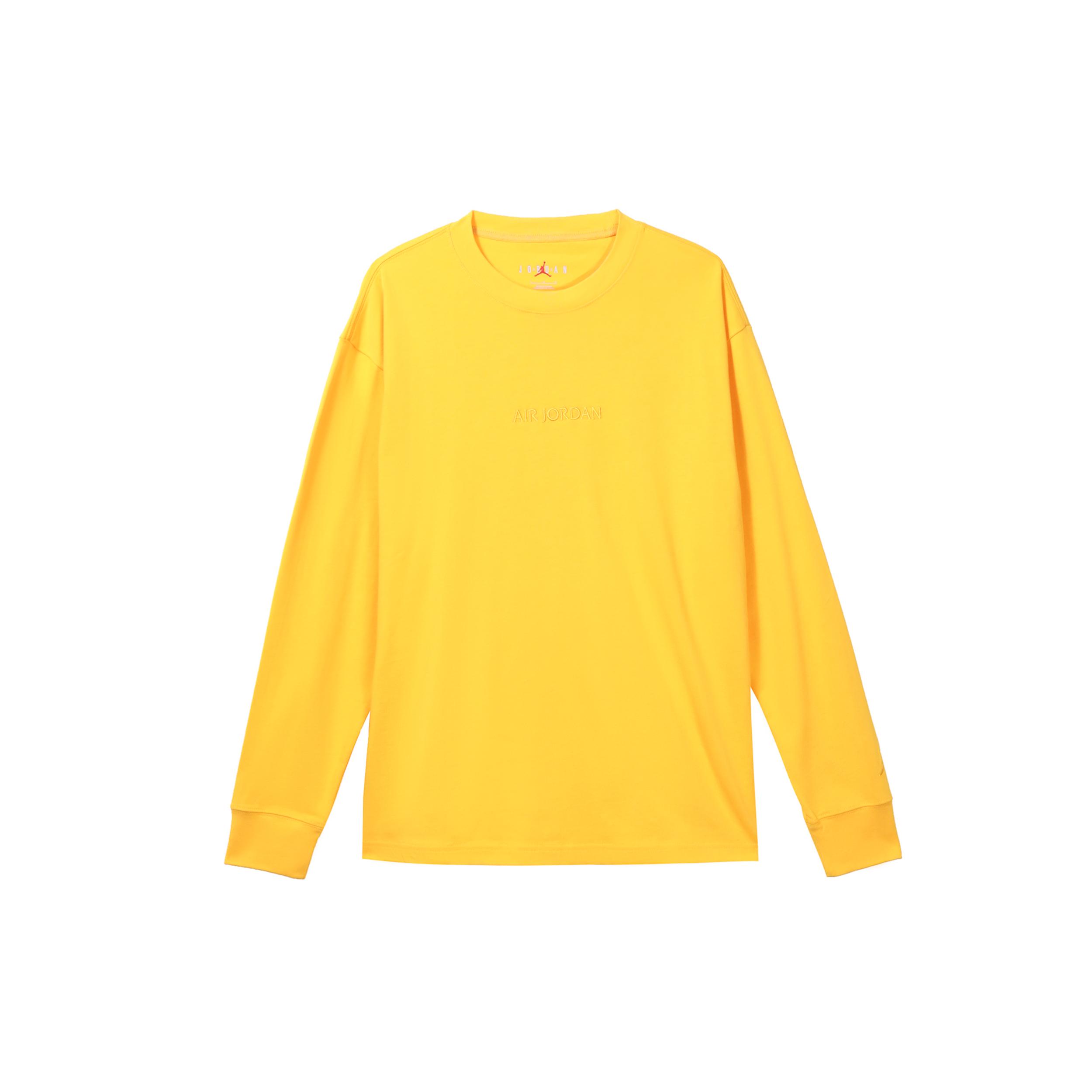 Jordan Wordmark T Shirts Men s Yellow Crew Neck Moderate Straight Fit FJ0703-739 L