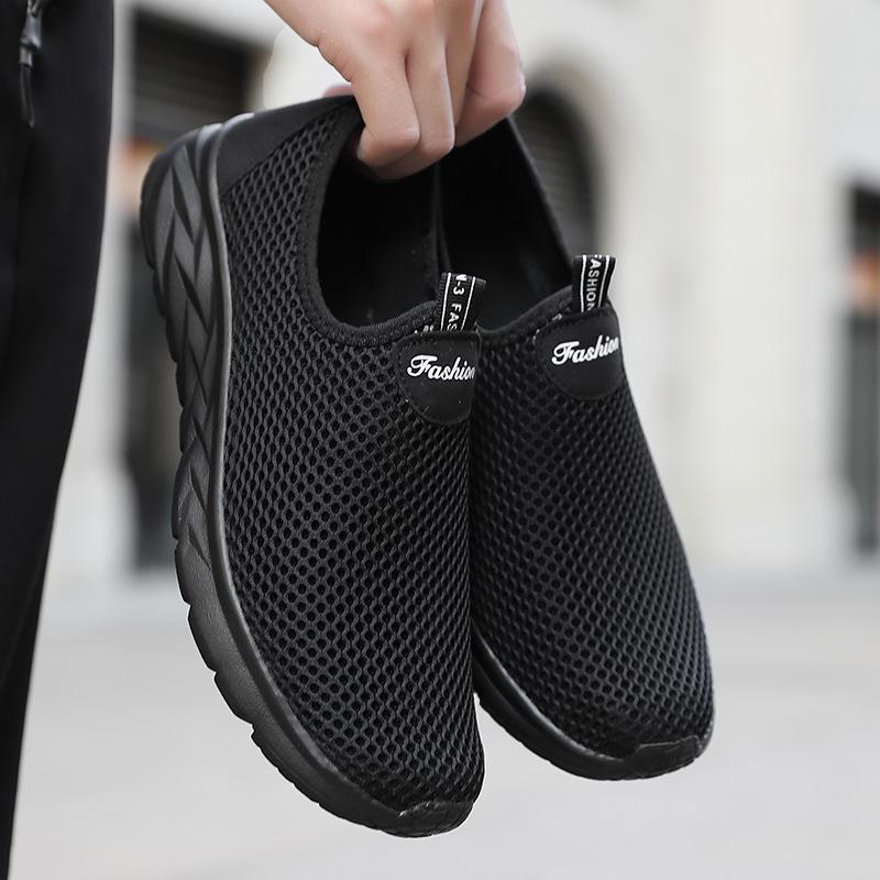 Men's Plus Size Summer Breathable Slip-on Mesh Shoes - Lightweight Soft Sole for Walking, Travel, Sports