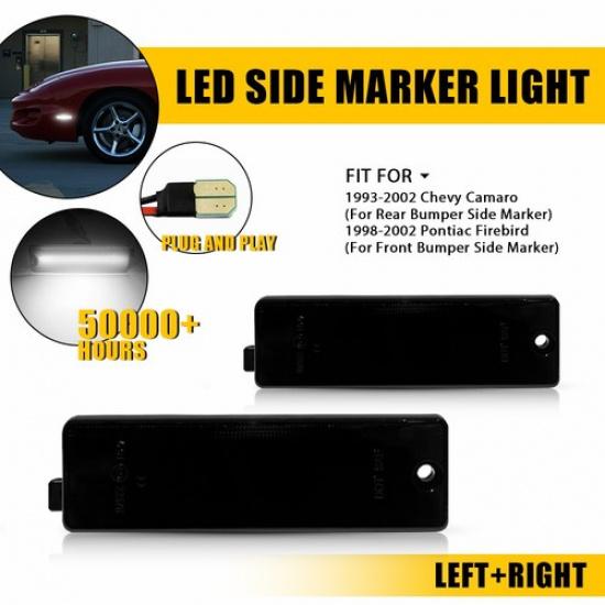 Pair Bumper LED Side Smoked Marker Light For Pontiac Firebird 93-02 1999 2000