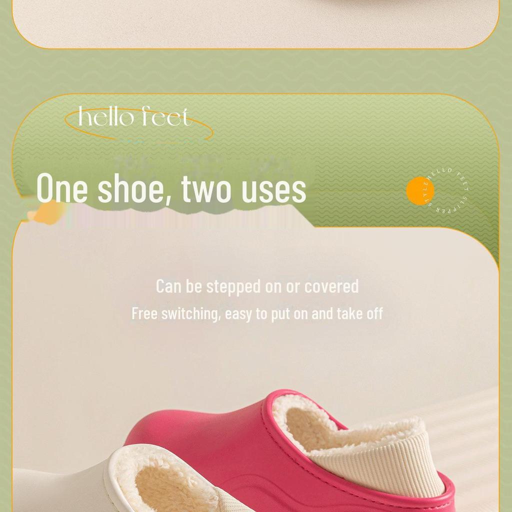 Damen Wasserdichte Anti-Rutsch Plüsch Winter Hausschuhe - Warme, Verschleißfeste Baumwollschuhe